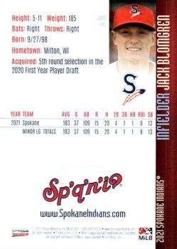 2021 Choice Spokane Indians #05 Jack Blomgren Back