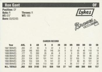 1995 Lykes Atlanta Braves #NNO Ron Gant Back