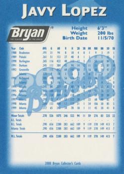 2000 Bryan Atlanta Braves #NNO Javy Lopez Back