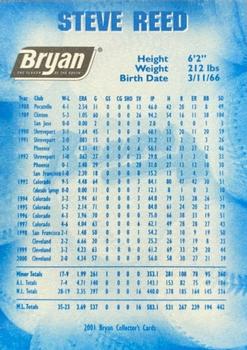 2001 Bryan Atlanta Braves #NNO Steve Reed Back