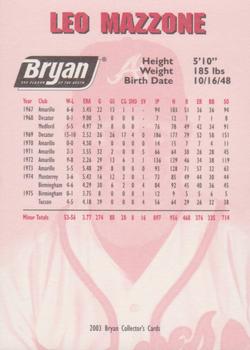 2003 Bryan Atlanta Braves #NNO Leo Mazzone Back