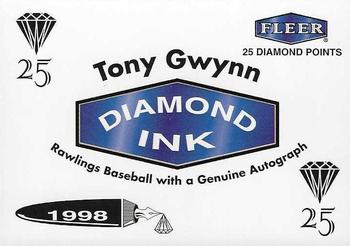 1998 Fleer Tradition - Diamond Ink 25 Points #NNO Tony Gwynn Front