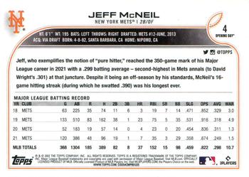 2022 Topps Opening Day #4 Jeff McNeil Back