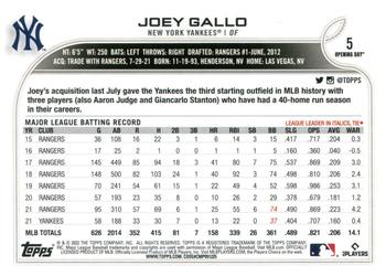 2022 Topps Opening Day #5 Joey Gallo Back
