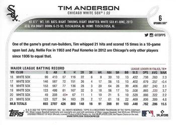 2022 Topps Opening Day #6 Tim Anderson Back