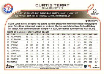 2022 Topps Opening Day #20 Curtis Terry Back