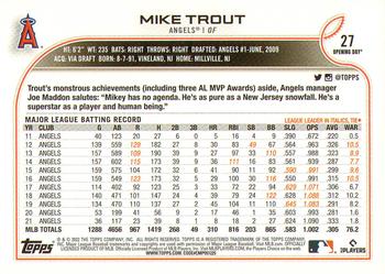 2022 Topps Opening Day #27 Mike Trout Back