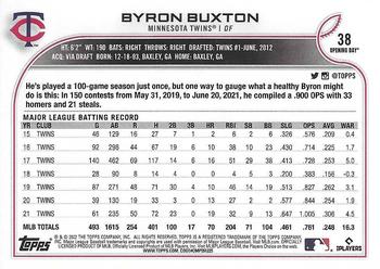 2022 Topps Opening Day #38 Byron Buxton Back