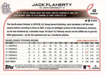 2022 Topps Opening Day #48 Jack Flaherty Back