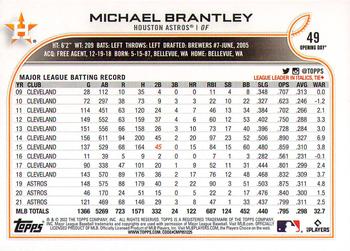 2022 Topps Opening Day #49 Michael Brantley Back