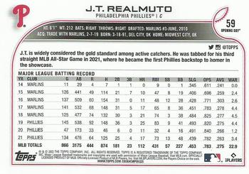 2022 Topps Opening Day #59 J.T. Realmuto Back