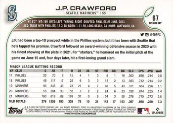 2022 Topps Opening Day #67 J.P. Crawford Back