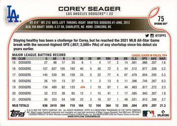 2022 Topps Opening Day #75 Corey Seager Back