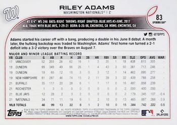 2022 Topps Opening Day #83 Riley Adams Back