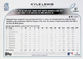 2022 Topps Opening Day #87 Kyle Lewis Back