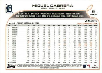 2022 Topps Opening Day #93 Miguel Cabrera Back