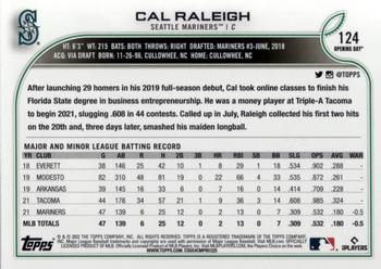 2022 Topps Opening Day #124 Cal Raleigh Back