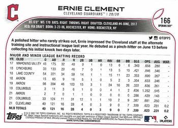 2022 Topps Opening Day #166 Ernie Clement Back