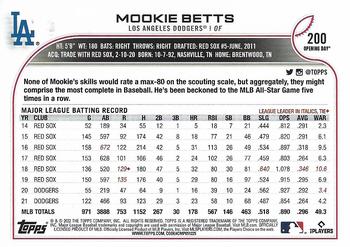2022 Topps Opening Day #200 Mookie Betts Back