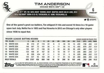 2022 Topps Opening Day #6 Tim Anderson Back