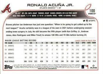 2022 Topps Opening Day #100 Ronald Acuña Jr. Back