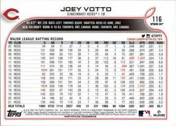 2022 Topps Opening Day #116 Joey Votto Back