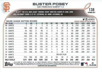 2022 Topps Opening Day #138 Buster Posey Back