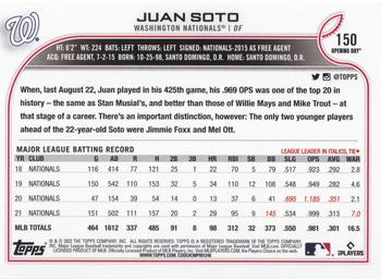 2022 Topps Opening Day #150 Juan Soto Back