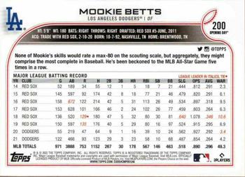 2022 Topps Opening Day #200 Mookie Betts Back