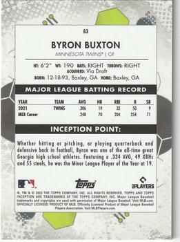 2022 Topps Inception #63 Byron Buxton Back