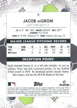 2022 Topps Inception #72 Jacob deGrom Back