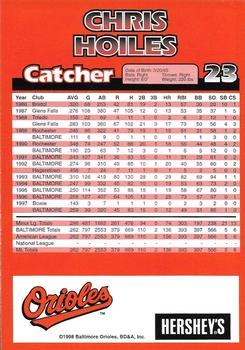 1998 Hershey's Baltimore Orioles #NNO Chris Hoiles Back