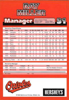 1998 Hershey's Baltimore Orioles #NNO Ray Miller Back