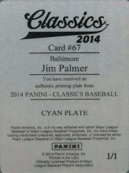 2014 Panini Classics - Printing Plates Cyan #67 Jim Palmer Back