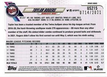 2021 Topps Update - Gold #US215 Taylor Rogers Back