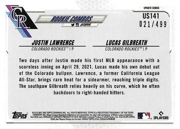 2021 Topps Update - Green Foilboard #US141 Lucas Gilbreath / Justin Lawrence Back