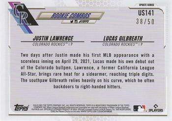 2021 Topps Update - Mother's Day Hot Pink #US141 Lucas Gilbreath / Justin Lawrence Back