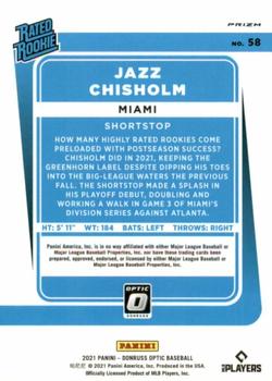 2021 Donruss Optic - Carolina Blue & White #58 Jazz Chisholm Back