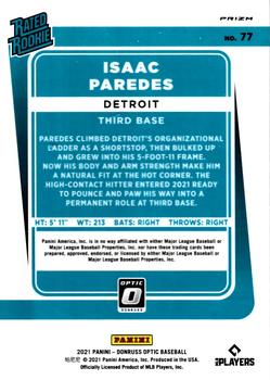 2021 Donruss Optic - Red Wave #77 Isaac Paredes Back