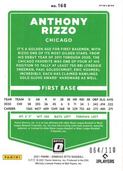 2021 Donruss Optic - Red Dragon #168 Anthony Rizzo Back