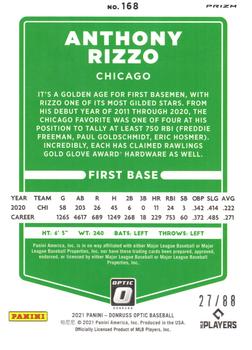 2021 Donruss Optic - Green Dragon #168 Anthony Rizzo Back