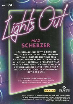 2021 Donruss Optic - Lights Out #LO11 Max Scherzer Back