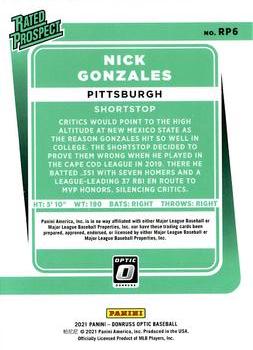 2021 Donruss Optic - Rated Prospect #RP6 Nick Gonzales Back