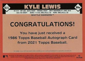 2021 Topps Update - 1986 Topps Baseball 35th Anniversary Autographs #86A-KL Kyle Lewis Back