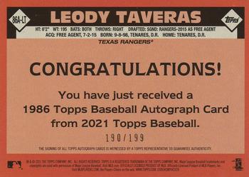 2021 Topps Update - 1986 Topps Baseball 35th Anniversary Autographs #86A-LT Leody Taveras Back