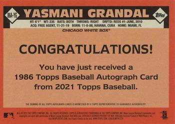 2021 Topps Update - 1986 Topps Baseball 35th Anniversary Autographs #86A-YG Yasmani Grandal Back