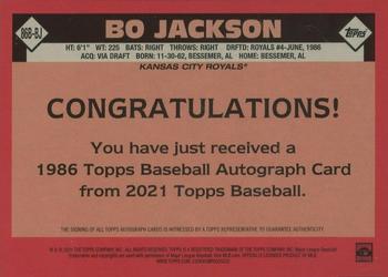 2021 Topps Update - 1986 Topps Baseball 35th Anniversary Autographs #86B-BJ Bo Jackson Back