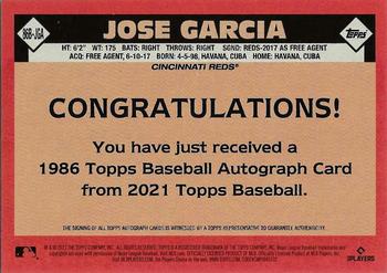 2021 Topps Update - 1986 Topps Baseball 35th Anniversary Autographs #86B-JGA Jose Garcia Back