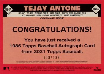 2021 Topps Update - 1986 Topps Baseball 35th Anniversary Autographs Black #86B-TA Tejay Antone Back