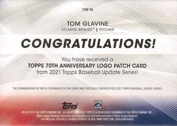 2021 Topps Update - Topps 70th Anniversary Manufactured Logo Patch #T70P-TG Tom Glavine Back